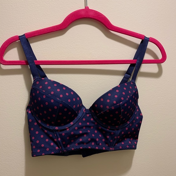 34B Beautiful Blue & Pink Polka-Dot Bra - Picture 2 of 9